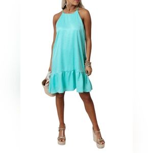 Caramela Ruffled Satin Dress Size Small